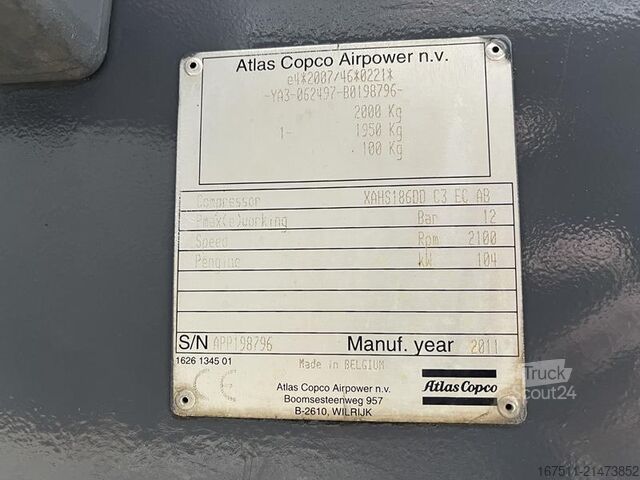 Compresseur frigorifique Atlas Copco XAHS 186 DD - N