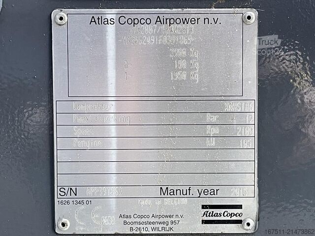 Compresseur frigorifique Atlas Copco XAHS 186 DD - N