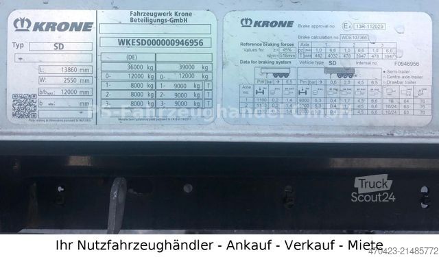 Avoin puoliperävaunu pressulla KRONE SD27*LiftA*PalKa*MultiStrap*StaplerH*