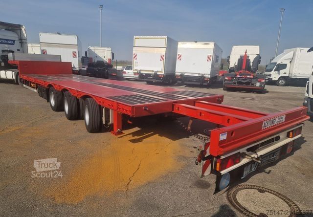 Reboque de plataforma rebaixada  M&V 3-Achs Tieflader 2x Lenkachsen TOP-Zustand