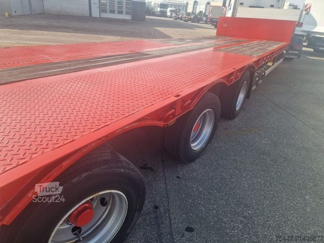 Reboque de plataforma rebaixada  M&V 3-Achs Tieflader 2x Lenkachsen TOP-Zustand