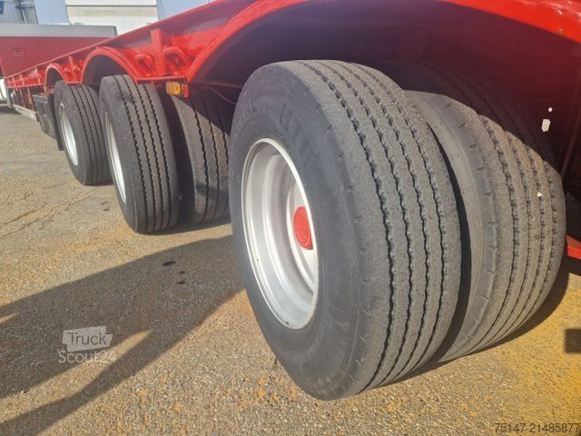 Reboque de plataforma rebaixada  M&V 3-Achs Tieflader 2x Lenkachsen TOP-Zustand