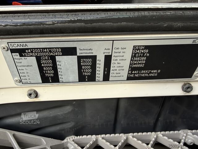 Krautuvas sumontuotas ant sunkvežimio Scania R440 6X2*4 Kran HMF 5020 K5