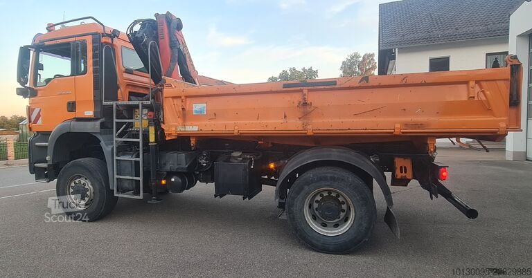 Kipper LKW mit Kran Palfinger 12001 EH MAN TGS 18.360