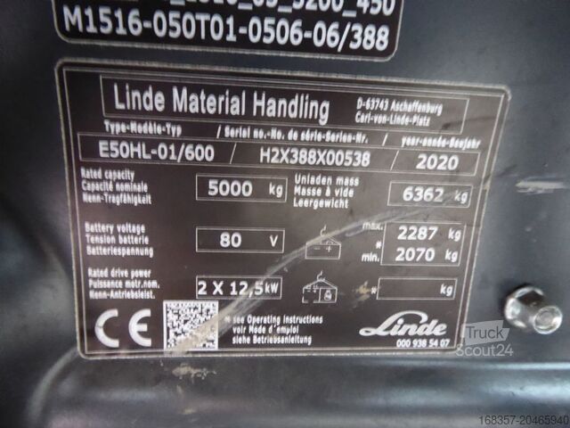 Ανυψωτικό περονοφόρο με εμπρόσθιο φορτηγό Linde E50HL-01/600