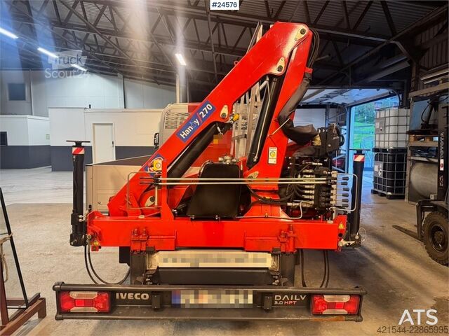 Trailer til platform Iveco 50C18 Flatbed Truck with Rear-Mounted HMF Crane –