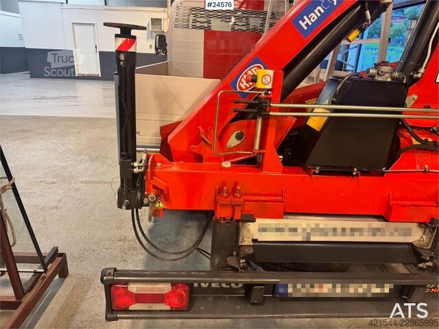 Trailer til platform Iveco 50C18 Flatbed Truck with Rear-Mounted HMF Crane –