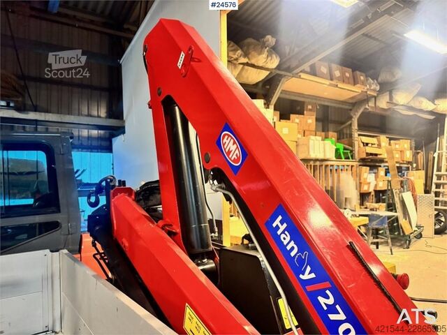 Trailer til platform Iveco 50C18 Flatbed Truck with Rear-Mounted HMF Crane –
