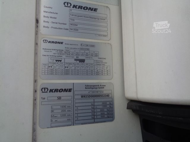 Chladený náves KRONE SD Carrier Doppelstock Trennwand Liftachse