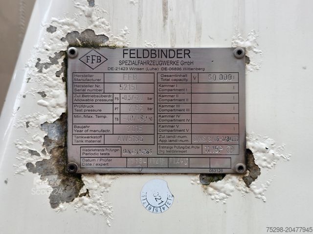 Silo oplegger FELDBINDER KIP 60.3 / Saug Druck / 60.000 l / ADR AT
