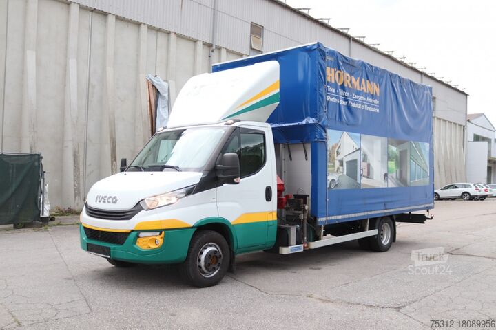 Samochód dostawczy z plandeką Iveco Daily 70C18 HMF340 Kran mit Funk Fernbedienung
