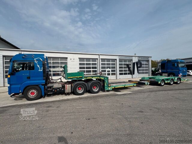 Semirremolque de plataforma baja MEUSBURGER MTS 3 spezial Tiefbett 2x ausziehbar
