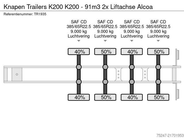 Pārvietojamā grīda Knapen Trailers K200 K200 - 91m3 2x Liftachse Alcoa