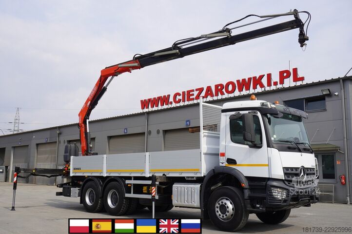 Πλατφόρμα με γερανό Mercedes-Benz Arocs 2633 flatbed truck / Crane FASSI