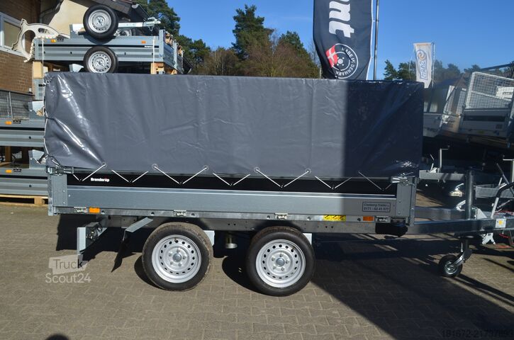 Billenő pótkocsi Brenderup 2000 Kg Heckkipper Laubgitter Plane