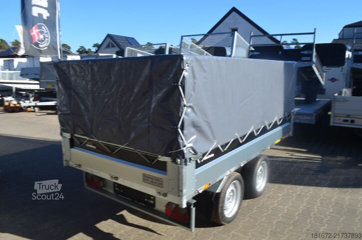 Billenő pótkocsi Brenderup 2000 Kg Heckkipper Laubgitter Plane