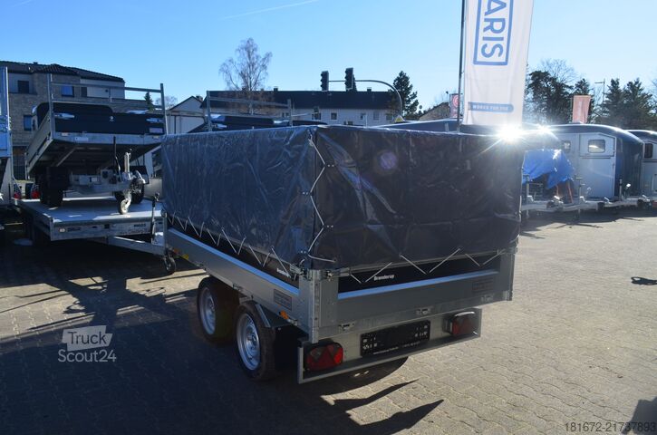 Billenő pótkocsi Brenderup 2000 Kg Heckkipper Laubgitter Plane