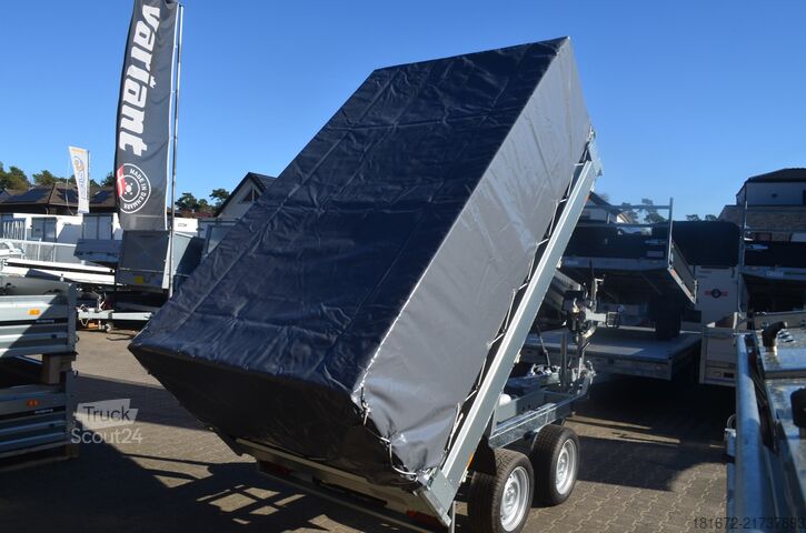 Billenő pótkocsi Brenderup 2000 Kg Heckkipper Laubgitter Plane