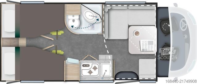 Pusiau integruotas kemperis CHAUSSON 627 Titanium Line Arctic/Hubbett/5 Gurtplätze