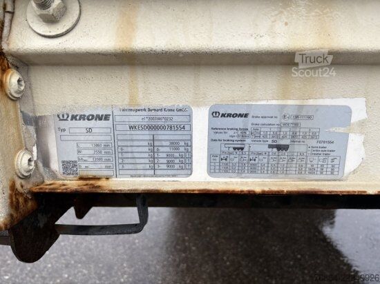 Otvorena poluprikolica sa ceradom KRONE SD 24 TAUTLINER, BPW-ACHSEN, LIFTACHSE, EDSCHA-VERDECK,