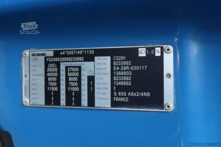 MTS standard Scania S650 V8 NGS 6X2-4/ FULL AIR/ RETARDER/ LEDER/ A...
