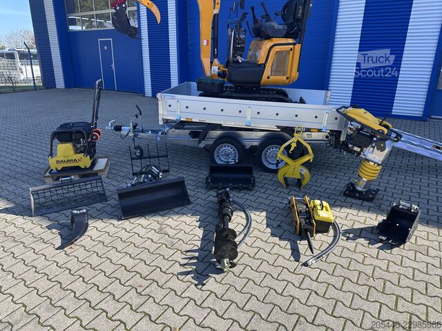 Minibager + sklápač + vibračná doska + dusadlo Berger Kraus BK1350JSR Komplettpaket *KUBOTA*