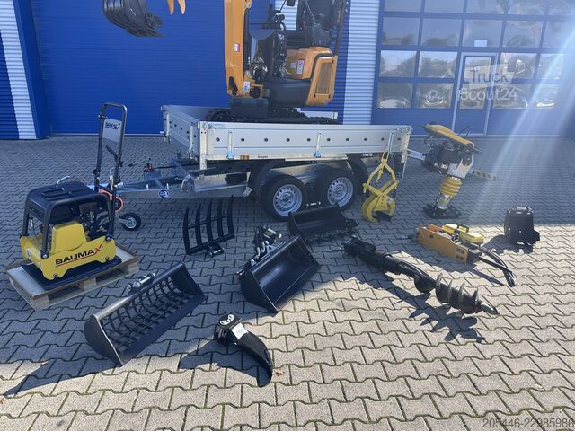 Minibager + sklápač + vibračná doska + dusadlo Berger Kraus BK1350JSR Komplettpaket *KUBOTA*