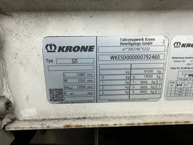 Krone 280 cm iç yükseklik / kaldırma aksı / palet kutusu / BPW + kampana frenler / Hollanda plakalı  Krone 280cm inside height / liftaxle / palletbox / BP...