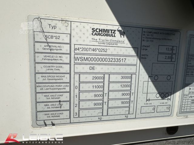 Åben sættevogn med presenning SCHMITZ CARGOBULL SCS 18/L*Standard Tautliner*Zertifikat Code XL*