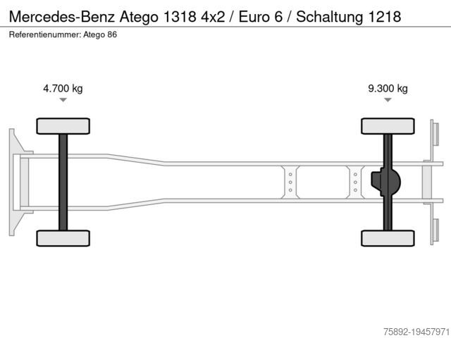 Podvozek s kabinou Mercedes-Benz Atego 1318 4x2 / Euro 6 / Schaltung 1218