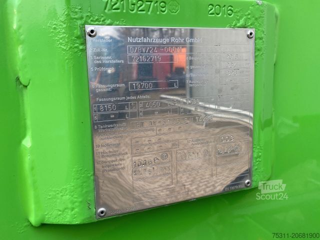 Tanktrailer ROHR Anhänger A3| 3x Kammern*Oben/Unten*Luft*ALU*BPW