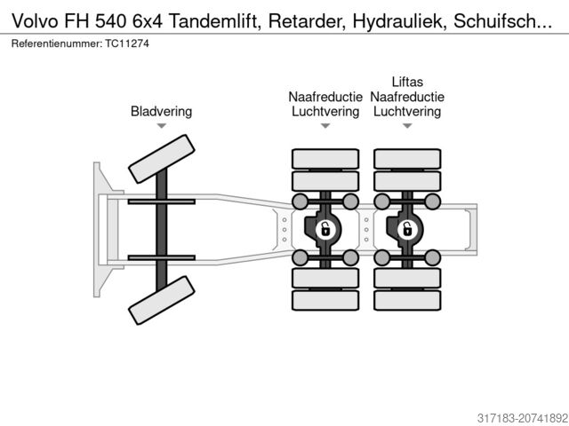 Standaard trekker Volvo FH 540 6x4 Tandemlift, Retarder, Hydrauliek, Sc...