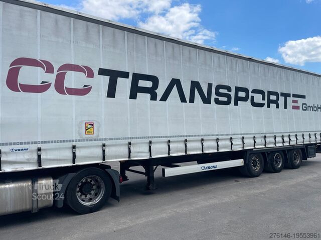 Semi-trailer with flatbed & tarpaulin Krone SDP 27 MEGA Lowliner