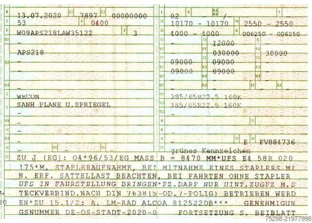 Atvira puspriekabė su tentu WECON APS218 / STAPLERHALTERUNG / Alu-Felgen