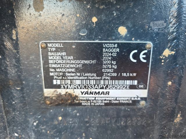 Mini-excavator YANMAR VIO 33 - 6 / POWERTILT / 3 Löffel / D-Maschine
