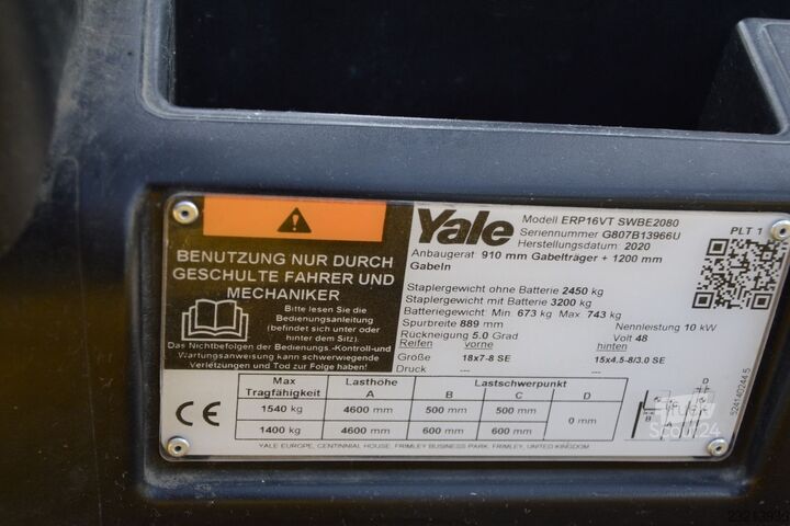 Priekinis krautuvas YALE ERP16VT SWBE2080 / Triplex / Vollfreihub