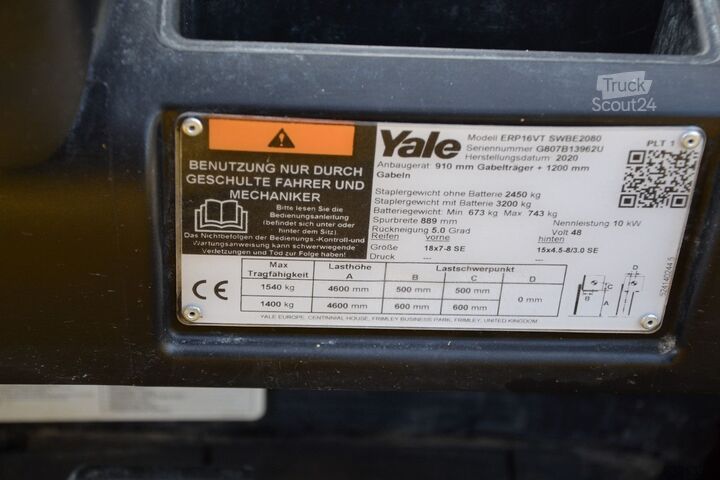 Priekinis krautuvas YALE ERP16VT SWBE2080 / Triplex / Vollfreihub