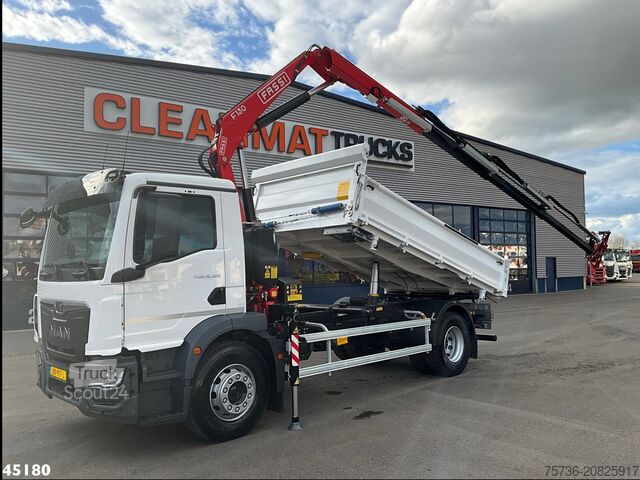 Ribaltabile su 3 lati MAN TGM 18.320 Euro 6 Fassi 13 Tonmeter laadkraan N...