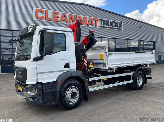 Ribaltabile su 3 lati MAN TGM 18.320 Euro 6 Fassi 13 Tonmeter laadkraan N...