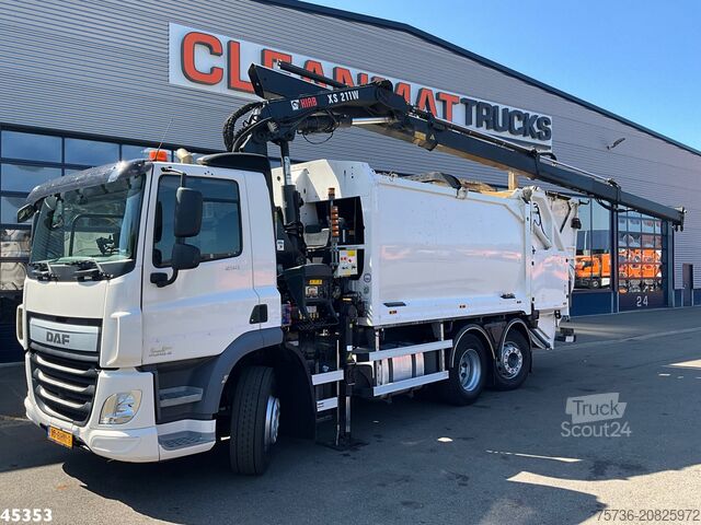 Atkritumu savākšanas transportlīdzeklis DAF FAN CF 290 Euro 6 Hiab 21 Tonmeter laadkraan