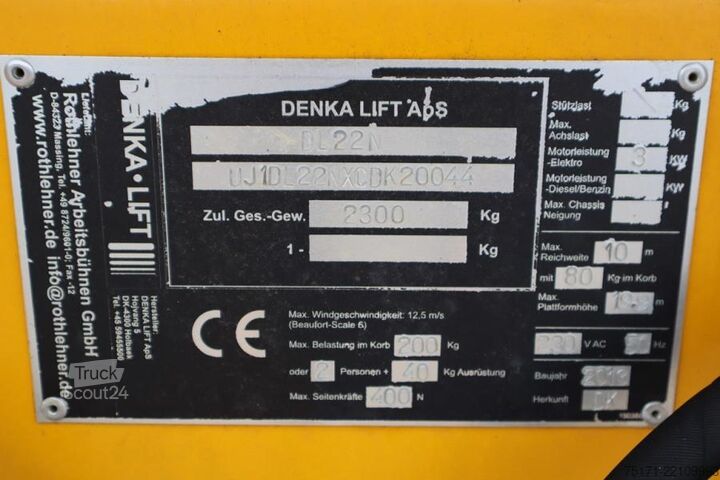 Plataforma de trabajo telescópica articulada Denka-Lift DL22N Electric, 22m Working Height, 12m Reach, Sim