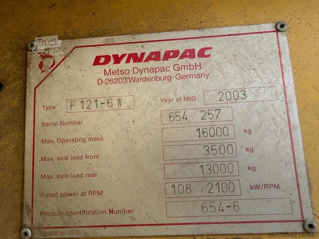 Wheeled asphalt paver Dynapac F121-6W