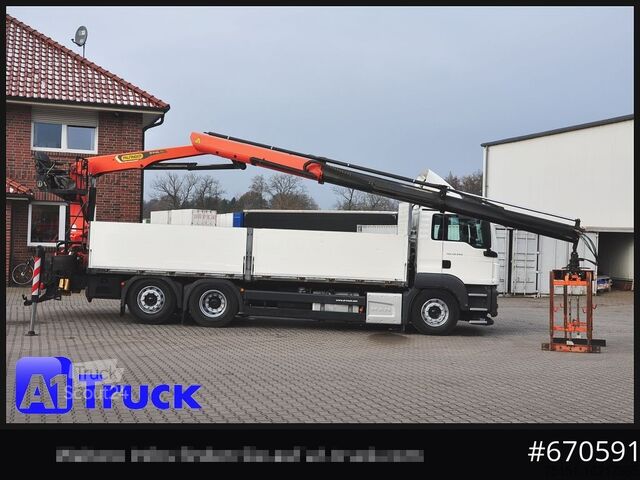 Φορτηγό με επίπεδη καρότσα MAN TGS 26.440, Kran PK20.501L Lenkachse,