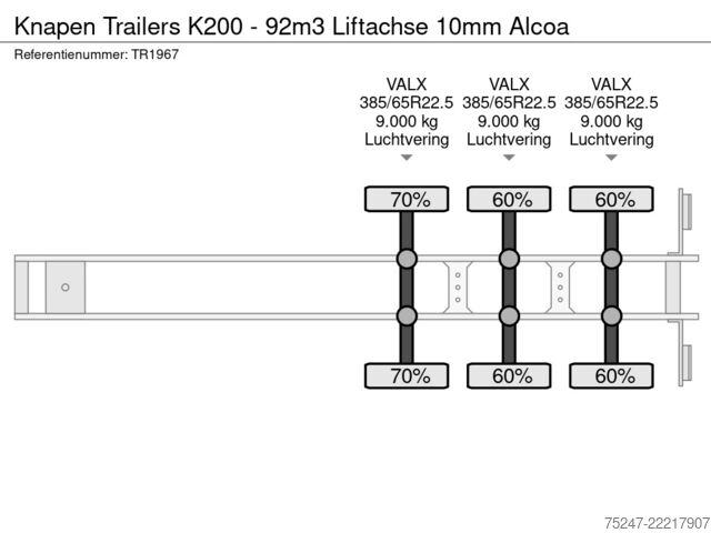 Etaj mobil Knapen Trailers K200 - 92m3 Liftachse 10mm Alcoa