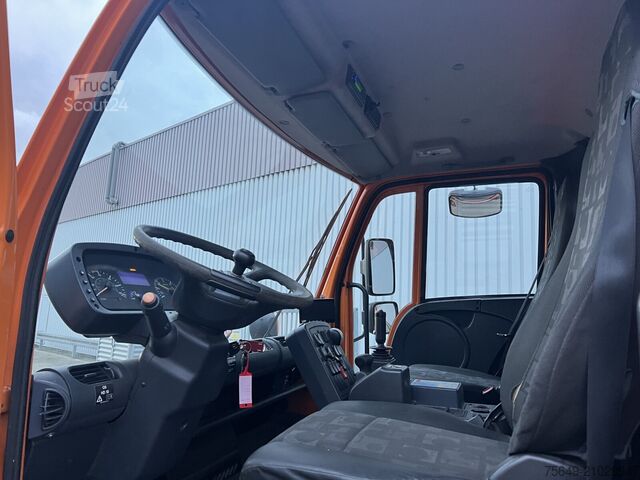 Grue à tour Unimog U400 4x4 U400 4x4, Frontzapfwelle, Kipper, Kran MKG HKL 111a3V, Funk