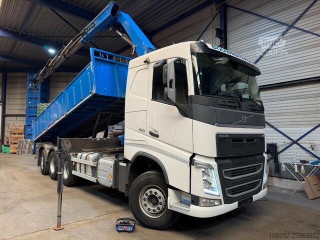 Dumper Volvo FH 420 8x4 TRIDEM TIPPER + CRANE HMF 2120 - 4x ...