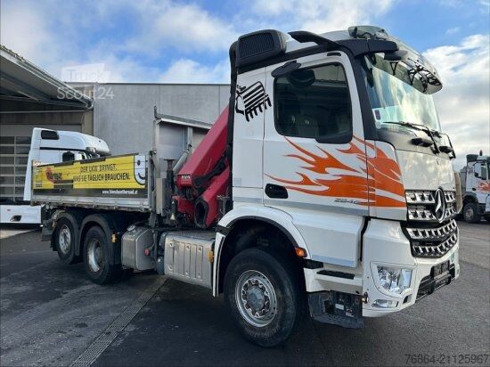 Üç taraflı damperli kamyon MERCEDES-BENZ AROCS 2846, 6X4/2 KIPPER, HMF 2320K-K5 KRAN,  LENK-LIFTACHSE, EURO 6