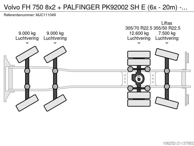 Žeriavové vozidlo Volvo FH 750 8x2 + PALFINGER PK92002 SH E (6x - 20m) ...