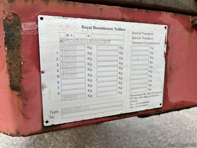 Platform aanhanger Nooteboom OVB-90-05 / 5 axle 12 Ton Hydraulic / BPW Drum ...