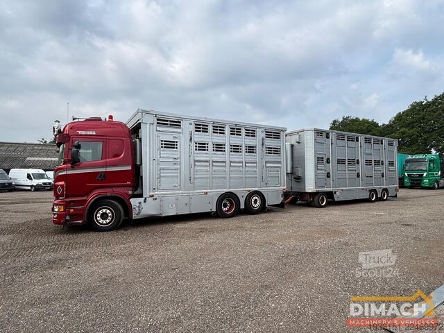 Transport de bétail Scania R500 6X2 V8 - vol lucht - 6x2*4 veewagen - 3 vl...